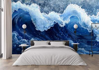 An abstract illustration of a massive wave Wall mural