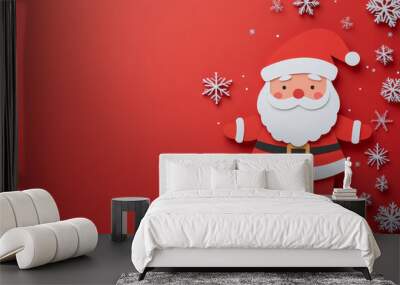 modern christmas backdrop with simple shapes forming santa Wall mural