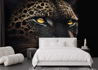 Leopard animal cinematic face,digital art,illustration,Design,vector,art Wall mural