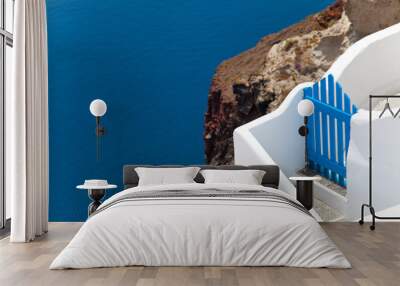 Santorini beautiful volcanic island in Greece landscape with blu Wall mural