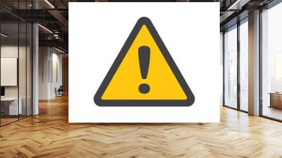 Alert icon, triangle shape with exclamation mark. Warning attention sign. Wall mural