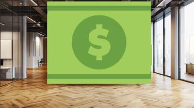 Dollar bill, green currency banknote, cash and money symbol. Flat vector illustration. Wall mural