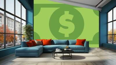 Dollar bill, green currency banknote, cash and money symbol. Flat vector illustration. Wall mural