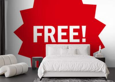 Free! red badge design. Retail starburst badge vector. Wall mural