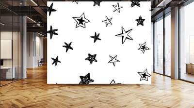 hand drawn stars seamless pattern. Doodle star texture. Sky and night background. Wall mural