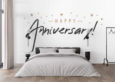 Happy Anniversary calligraphy inscription. Greeting banner. Hand drawn style design. Handwritten modern lettering. Wall mural