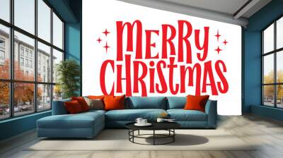 Merry christmas, lettering typography isolated. Vector holiday message element with sparks. Wall mural