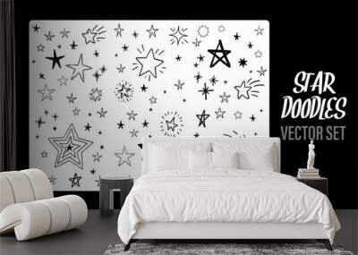 Star doodles set. Hand drawn stars. Vector collection Wall mural