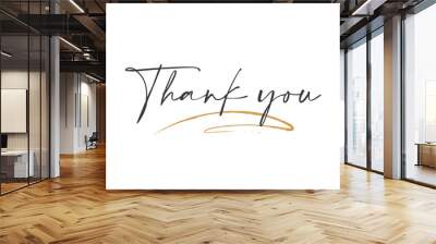 Thank You hand drawn lettering. Handwritten inscription. Thanks card. Vector illustration. Wall mural