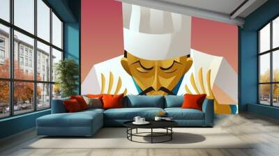 gourmet chef cooking desserts brownie, cupcake muffin and a strawberry cake pie Wall mural