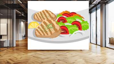 grilled chicken bread with lettuche tomato onion and carrot salad Wall mural