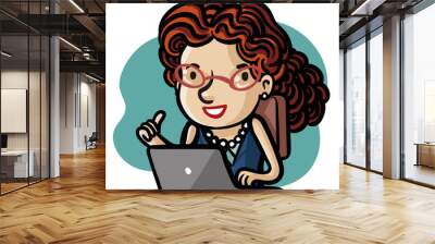 happy business woman Wall mural