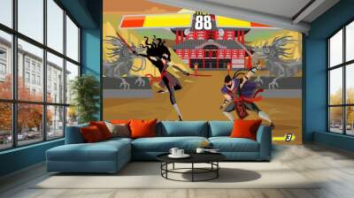 ninja fighting videogame Wall mural