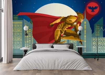 superhero jumping in the roof Wall mural