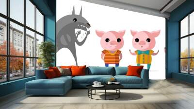 three little pigs fantasy tale Wall mural