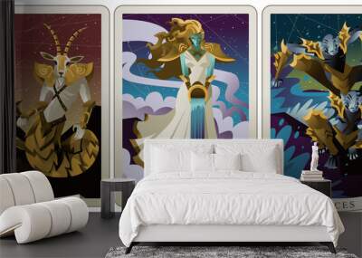 three zodiac signs Wall mural