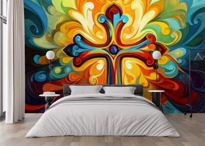 colorful Christian cross Wall mural