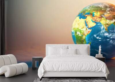 Detailed High-Resolution Globe Highlighting Earth's Continents and Oceans with Realistic Lighting and Depth Wall mural