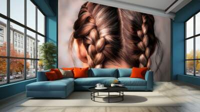 close up of braids on the head of a caucasian woman Wall mural