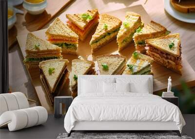 Delicious sandwiches with salmon Wall mural