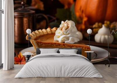 homemade pumpkin pie with pumpkin Wall mural