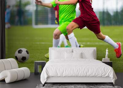 Football soccer match. Boys playing soccer game Wall mural