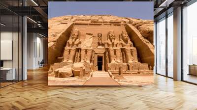 The Front of the Abu Simbel Temple, Aswan, Egypt, Africa Wall mural