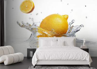 lemon splashing into clear water Wall mural