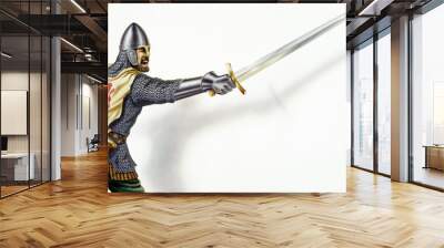 middle age ancient warrior with a sword, in action. on white bac Wall mural