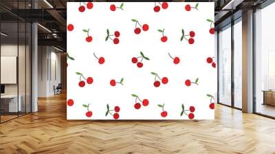 Seamless pattern with cherry vector background.  Wall mural