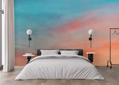 Pastel colors ocean sunset, warm and cyan clouds sky heaven Wall mural