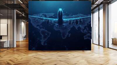 Airplane Flight Over World Map - Abstract Art Wall mural