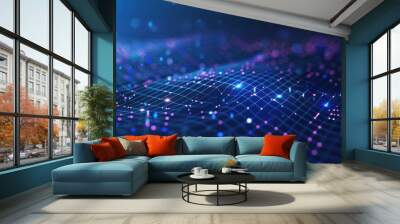 Charming abstract blue digital background with dots Wall mural