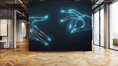 Digital Connection: Two Reaching Hands Wall mural