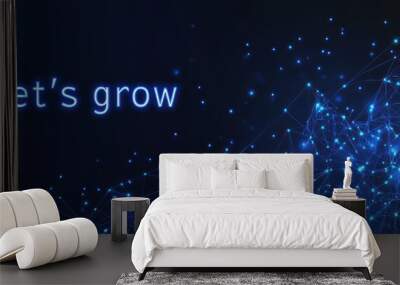 Let's Grow: Blue Network of Lines and Dots Wall mural