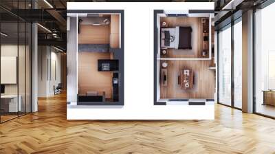 Modern Apartment Floor Plan with Two Bedrooms Wall mural