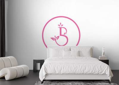 logo B & flower color pink elegan Wall mural