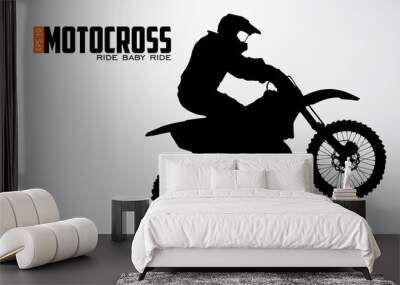 Motocross drivers silhouette. Vector illustration Wall mural