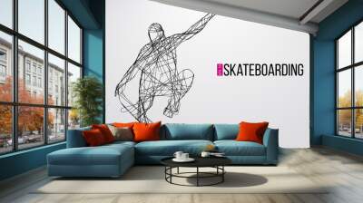 Silhouette of a skateboarder. Vector illustration Wall mural