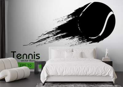 Silhouette of a tennis ball from particles. Wall mural