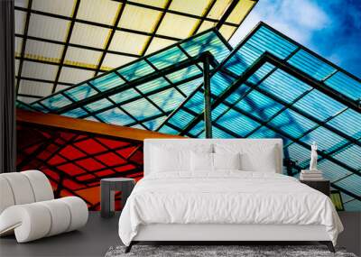 Colorful Roofs in Glass in Switzerland. Wall mural