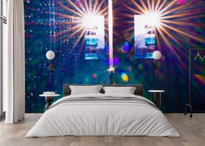 Double Window View Reflected in a Mirror with Sunbeam and Lens Flare in Switzerland. Wall mural