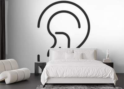 Earpiece in the ear, linear icon. Line with editable stroke Wall mural