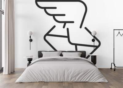 Mail delivery, linear icon. Mail envelope with wing. Line with editable stroke Wall mural