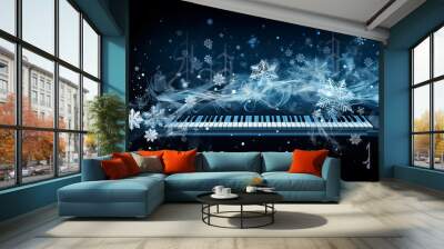 Piano christmas background. Wall mural