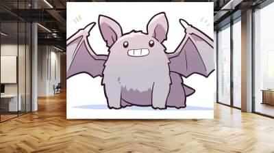 Cute Cartoon Bat Illustration - Adorable Fantasy Creature Wall mural