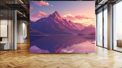 Stunning Sunset Over Mountain Lake - Breathtaking Landscape Photography Wall mural