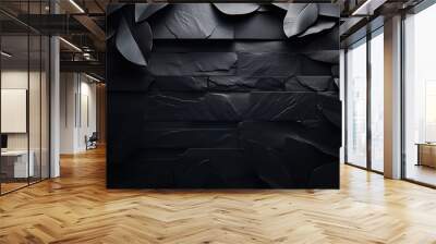 Abstract dark leaves and stone texture in a minimalist composition Wall mural