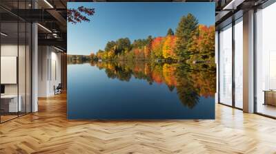 Burns Lake autumn reflection in New Hampshire Wall mural