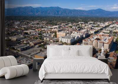 Aerial view of downtown center of Alhambra, California. Wall mural